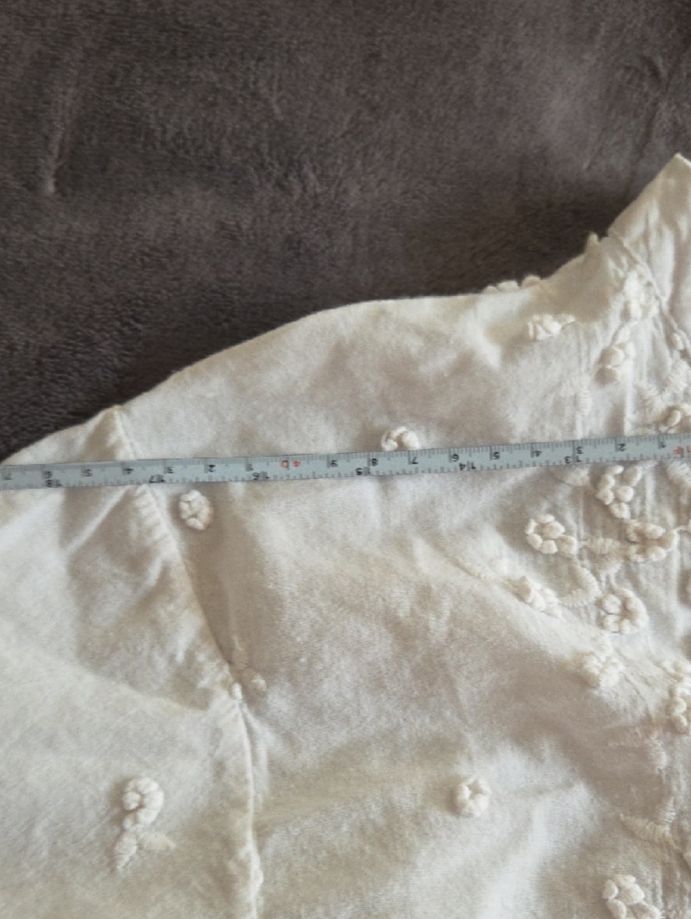 White Embroidered V-Neck Peasant Blouse - Picture 6 of 10